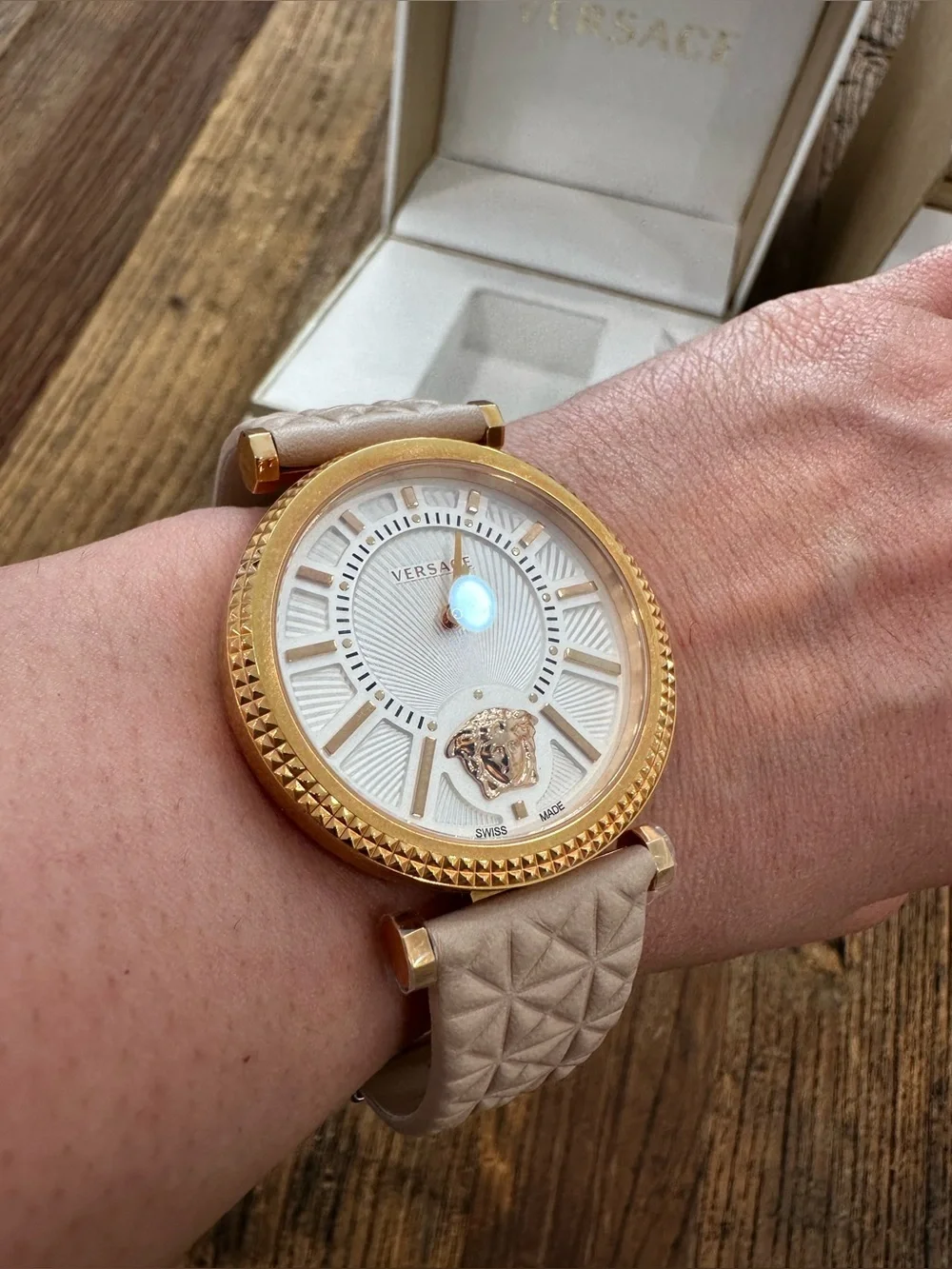 Versace Gold and Beige Women's Watch